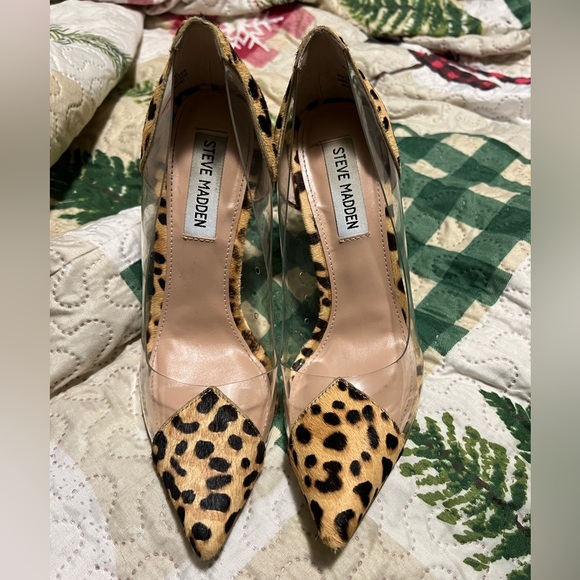 Steve Madden leopard print translucent side panel heel - Picture 1 of 3